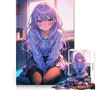 Cute Anime Girl in Trouble Jigsaw Puzzle1000 Pieces Brain Think Stress Relief Play Fun Challenge Art Display (38x52cm)