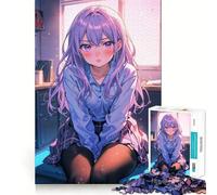 Cute Anime Girl in Trouble Jigsaw Puzzle1000 Pieces Brain Think Stress Relief Play Fun Challenge Art Display (50x75cm)