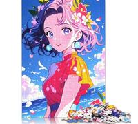 Cute Anime Girl Puzzle Precise Interlocking Paper Rectangular Jigsaw Puzzle for Adult Children Unique Gift 1000pcs (75x50cm)