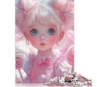 Cute Anime Girl with Candy Jigsaw Puzzles 1000 Wooden Puzzles Gifts for Adults And Gifts Puzzle Family Game Toys 1000pcs (75x50cm)