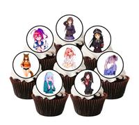 Cute Anime Girls Edible Cupcake Toppers - Wafer Card Manga Cake Decorations, Premium Thickness Sweetened Vanilla - 24 x 4cm / 1.5 Inch PRECUT Discs