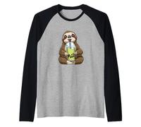 Cute Anime Sloth Bubble Tea Kawaii Boba Raglan Baseball Tee