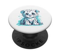 Cute Anime Style Kawaii Snow Leopard PopSockets Swappable PopGrip