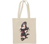 Cute Anime Styled Black Dress Pin Up Nurse Natural Cotton Tote Bag White