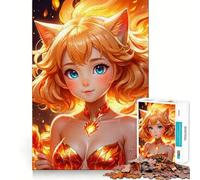 Cute Anime Woman Fiery Fox 1000-piece Puzzle for Teenagers Clear Logic Snug Joint Fun Activity Christmas Surprise (50x75cm)