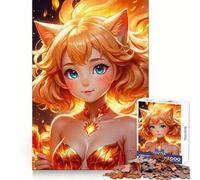 Cute Anime Woman Fiery Fox 1000-piece Puzzle for Teenagers Clear Logic Snug Joint Fun Activity Christmas Surprise (50x75cm)