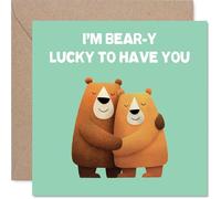 Cute Anniversary Card - Bear-y Lucky - Adorable Happy Anniversary Card for Women Men, 145mm Joke Humour Anniversaries Greeting Cards