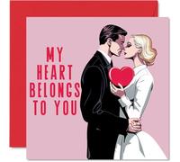 Cute Anniversary Card for Him Her - My Heart Belongs To You - Valentines Day Anniversary Card Boyfriend Girlfriend Husband Wife Partner, 145mm Romantic Greeting Cards Fiance Fiancee