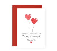 Cute Anniversary Card for Him - 'Husband Heart' - Gifts for Spouse, Babe, Lovebug, Darling, Hun, Other Half, Mr - Wonderful Partner - Comes with Fun Stickers