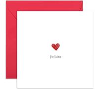 Cute Anniversary Card for Husband or Wife - Je t'aime Small Love Heart Design - Valentine's Day - Gift for Boyfriend Girlfriend Best Friend - Thinking of You - Blank Inside with Envelope
