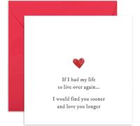 Cute Anniversary Card for Husband or Wife - 'Love You Longer' Heart Design - Valentine's Day - Gift for Boyfriend Girlfriend - Romantic Heartfelt words - Blank Inside with Envelope