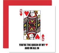Cute Anniversary Card for Husband Wife Boyfriend Girlfriend - Queen of Hearts - Special Wedding Anniversary Card for Women Men Her Him, 145mm Valentines Greeting Cards Fiance Fiancee