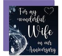 Cute Anniversary Card for Wife - Wonderful Wife - Romantic Wedding Anniversary Card for Women Her from Husband Him, 145mm Beautiful Greeting Cards Fiance Fiancee