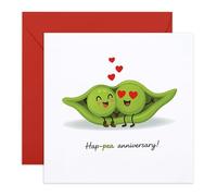 Cute Anniversary Card - “Hap-pea Anniversary!” - Peas in a Pod Pun - Ideal for Partners, Couples, Spouses, Babe, Honey, Darling, Wife, Husband, Him, Her - Love Greeting Cards
