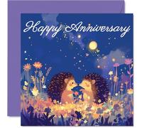 Cute Anniversary Card - Hedgehogs in Love - Romantic Happy Anniversary Card for Women Men, 145mm Sweet I Love You Anniversaries Greeting Cards
