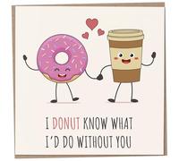 Cute Anniversary Card, I Donut Know What I'd Do Without You, Valentines Day Card, Husband Birthday Card, Wife Wedding Anniversary Card, Card for Boyfriend or Girlfriend, 148mm