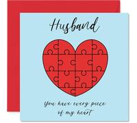 Cute Anniversary Card - Jigsaw Heart - Romantic Happy Anniversary Card for Husband, 145mm Sweet I Love You Anniversaries Greeting Cards