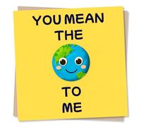 Cute Anniversary Card Or Valentine's Day Card - You Mean The World To Me - Yellow Earth Design - Love Card For Husband, Wife, Partner