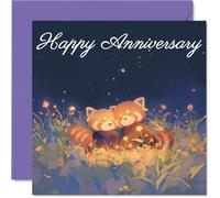 Cute Anniversary Card - Red Pandas in Love - Romantic Happy Anniversary Card for Women Men, 145mm Sweet I Love You Anniversaries Greeting Cards