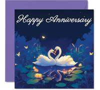 Cute Anniversary Card - Swans in Love - Romantic Happy Anniversary Card for Women Men, 145mm Sweet I Love You Anniversaries Greeting Cards