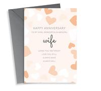 Cute Anniversary Card - Wife - Happy Anniversary To My Kind Wonderful & Amazing Wife