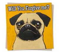 Cute Apology Card For A Loved One - Will You Forgive Me - Dog, Pug, Puppy Eyes - Sorry, Apologies - For a Special Someone, Friend, Family, Partner, Teacher, Relative