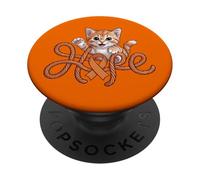 Cute Appendix Cancer Awareness Orange Ribbon Cat Hope PopSockets Adhesive PopGrip