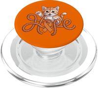 Cute Appendix Cancer Awareness Orange Ribbon Cat Hope PopSockets PopGrip for MagSafe