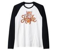 Cute Appendix Cancer Awareness Orange Ribbon Cat Hope Raglan Baseball Tee