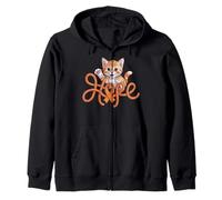 Cute Appendix Cancer Awareness Orange Ribbon Cat Hope Zip Hoodie