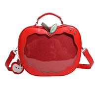 Cute Apples Ita Bag Badges Pins Display Backpack Pu Leather Y2k Shoulder Bag Handbag with Mesh Insert Pad