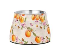 Cute Apricot Fruit Silver Pets Food Bowl Elevated Stainless Steel Cats Basic Bowls for Small Dogs Whisker Fatigue