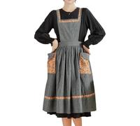 Cute Aprons for Women with Pockets Japanese Style Cotton Apron Pinafore Smock for Kitchen Gardening Painting,One Size,Grey