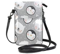 Cute Arctic Animals Crossbody Phone Purse Small Shoulder Bag Cell Phone Pouch Leather Wallet Best Gift for School Starts,Birthdays