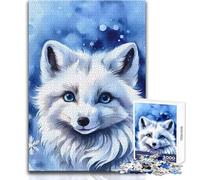 Cute Arctic Fox Jigsaw Puzzles 1000 Pieces Cognitive Development Fun Game Special Thoughtful Celebration Present Size 38x52cm