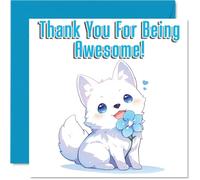 Cute Arctic Fox Thank You Card for Boys Girls - Awesome Animals - Thankyou Cards for Son Nephew Daughter Grandson, 145mm Thank You So Much Appreciation Greeting Cards