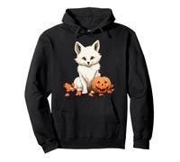 Cute Arctic Fox with Pumpkin Halloween Design for Fox Lovers Pullover Hoodie
