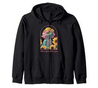 Cute as a Button. FunnyFrog with Pink Hair and Sunflowers Zip Hoodie