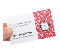 Cute as a Penguin in a Bobble Hat | Button Wishes Sew On Token | Cracker Filler