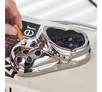 Cute ashtray,Ceramic ashtray,Portable Smokeless for Indoor Outside Office home (Grey)