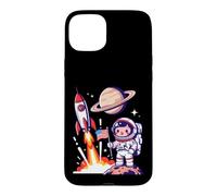 Cute Astronaut American Flag Rocket Space Launch Case for iPhone 15 Plus