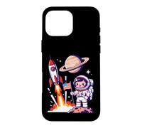 Cute Astronaut American Flag Rocket Space Launch Case for iPhone 16 Pro Max