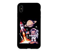 Cute Astronaut American Flag Rocket Space Launch Case for iPhone XS Max