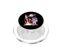 Cute Astronaut American Flag Rocket Space Launch PopSockets PopGrip for MagSafe