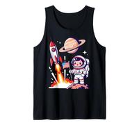 Cute Astronaut American Flag Rocket Space Launch Tank Top