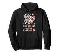 Cute Astronaut and Rocket Adventure Dream Big Positive Vibes Pullover Hoodie