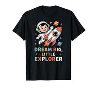 Cute Astronaut and Rocket Adventure Dream Big Positive Vibes T-Shirt