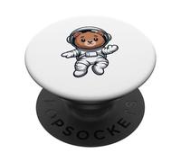 Cute Astronaut Bear Floating In Space Galaxy PopSockets Adhesive PopGrip