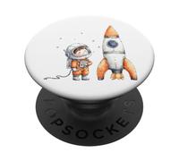 Cute Astronaut Boy Riding Rocket Space Adventure PopSockets Adhesive PopGrip