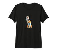 Cute Astronaut Boy Riding Rocket Space Adventure Premium T-Shirt